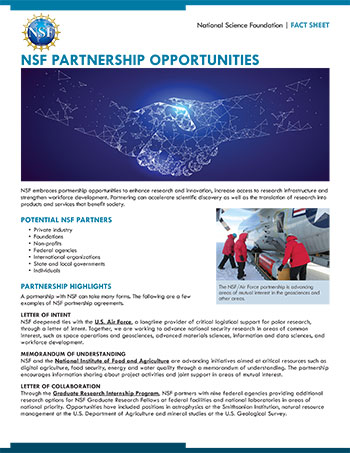NSF Partnership Opportunities cover page