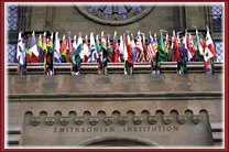 multinational flags at smithsonian castle