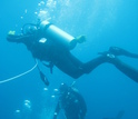 Two divers under water