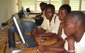 Female students in the Ghana fab lab