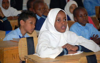 girl in a classroom in Kenya