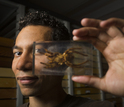 Ralph Washington Jr. holding a spider specimen