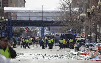 Police on the street in Boston Marathon bombing aftermath