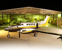 UW's King Air research aircraft in front of the hangar