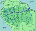 map showing the Amazon river watershed