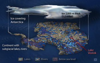 Subglacial lakes and rivers