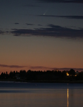 Comet ISON as seen above Port Medway, Nova Scotia at dusk