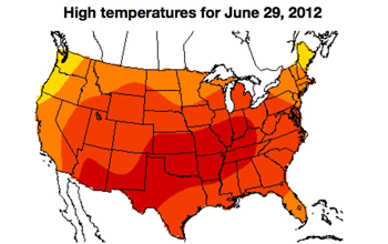 Heat Map of the US - June 29, 2012