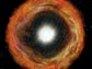 Core-collapse supernova explosion expelling nearly spherical debris shell