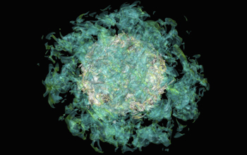 3-D simulation of a huge, dying supernova