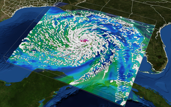 Hurricane Ike developing in Gulf of Mexico and making landfall on Texas coast