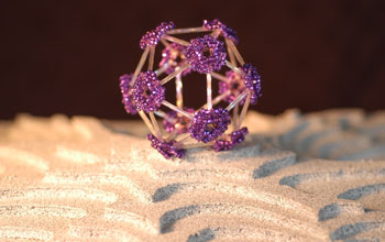 "Purple Haze," a sculpture created using 3-D beadweaving, depicts the bacteriophage ÆX174