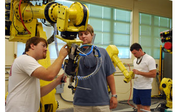 Students create and test robot programs