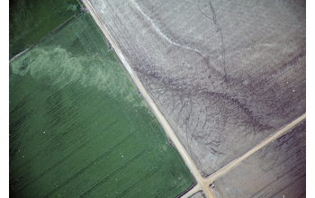 Aerial photo showing the damage track of the Shawnee Tornado