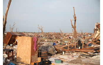 Damage from the Moore Tornado that struck Moore, Okla., on May 20, 2013