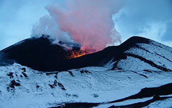 Lava spews from Tolbachik volcano