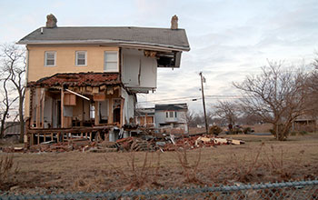A home in Union Beach, New Jersey, destroyed by Hurricane Sandy's storm tide in 2012