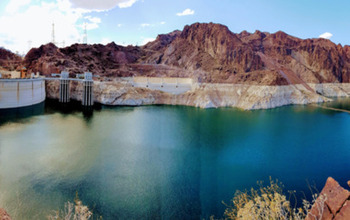 Lake Mead, formed by the Hoover Dam, is at very low levels because of an ongoing Southwest drought.