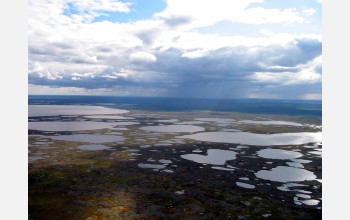 Melting of the Arctic permafrost appears to threaten Siberian lakes.