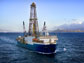 Aerial view of the drillship JOIDES Resolution, workhorse of the Integrated Ocean Drilling Program.