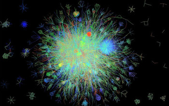 iluustration showing a map of links between the genes of the mustard plant Arabidopsis thaliana