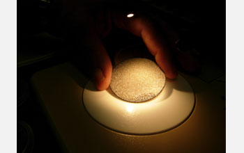 Photo of a polycrystalline diamond disc.