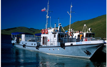 Photo of the vessel "Mikhail Kozhov", which was used to conduct research on Lake Baikal.