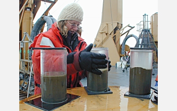 Jackie Grebmeier prepares sediment samples taken from Arctic waters.