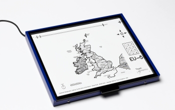 This Talking Tactile Tablet features a map of the United Kingdom from a world atlas.