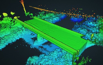 A close-up view of the 3-D model created by a bridge inspection robot
