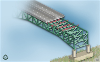 Artists rendition showing interior of a bridge similar in structure to the I35-W bridge.