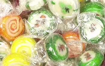 Candies wrapped in cellophane