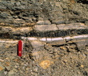 The K-Pg boundary as exposed along the side of Interstate 25 near Raton Pass in southern Colorado.