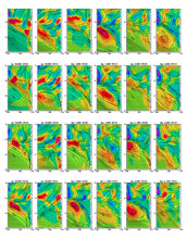Images showing 3-hourly evolution of the Catalina Eddy during two days.