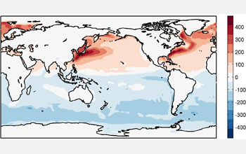 strong heating from ocean effects off the east coasts of America and Asia.