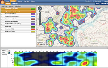 Screen capture showing a large geographic area with a set of early warning analyses.