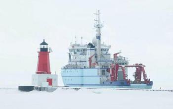 R/V Sikuliaq deparing the Wisconsin shipyard