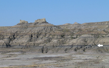 Rock strata in northeastern Montana.