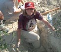 Photo of geologist Gerta Keller and others working on evidence for Chicxulub meteorite impact.