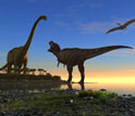 Illustration showing three types of dinosaurs