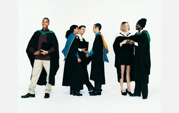 Photo of a group of graduating doctoral students.