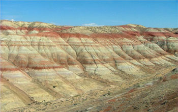 Photo of thick red rocks in the Bighorn Basin near Worland, Wyoming.