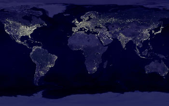 nighttime lights visible on earth from outer space.