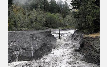 Photo of Oregon's Sandy River flowing free after removal of the former Marmot Dam.