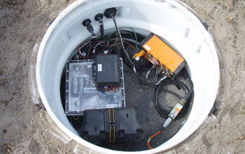 electronic components and communications system in the upper section of vault.