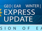 Banner of NSF EAR Express News Winter 2023. Contains 3 images from recent news articles