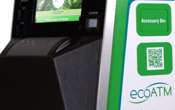 a kiosk developed by ecoATM for exchanging used electronics for cash or a donation.