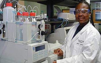 female student at work in lab