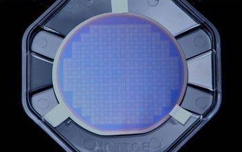 Photo of photonic crystal structures for LEDs created with wafer-scale nanopatterning.