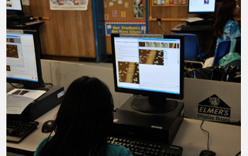 Photo of fourth-graders using Evolution Readiness software.